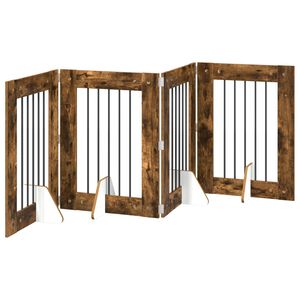 vidaXL Klappbares Hundetor mit St&auml;ndern 4 stk. R&auml;uchereiche 241 cm