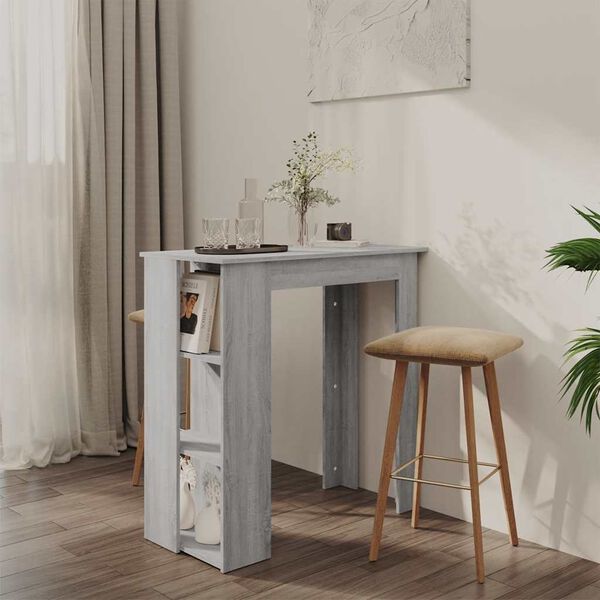 vidaXL Bartisch mit Regal Grau Sonoma 102x50x103,5 cm Holzwerkstoff