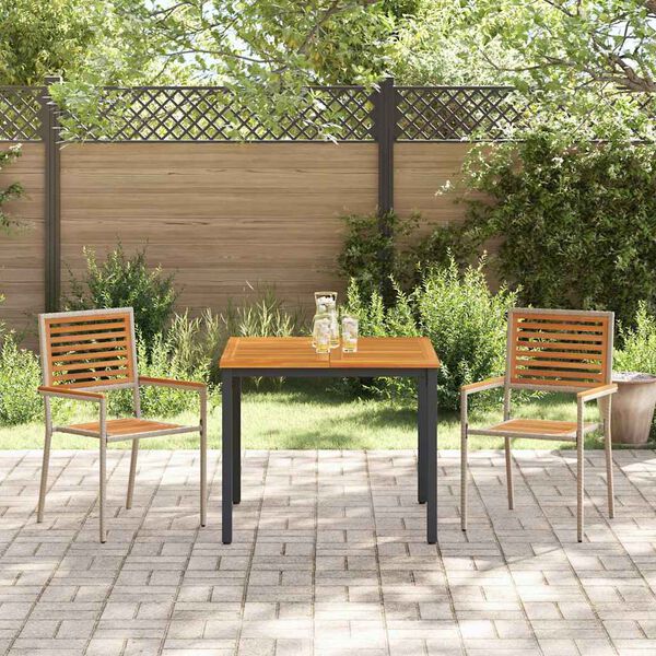 vidaXL Garten Essgruppe 3 pcs Beige und Braun 90 x 90 x 75 cm