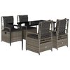 vidaXL 5-tlg. Garten-Essgruppe mit Kissen Grau Poly Rattan