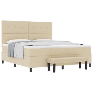 vidaXL Boxspringbett mit Matratze Creme 180 x 200 cm Stoff