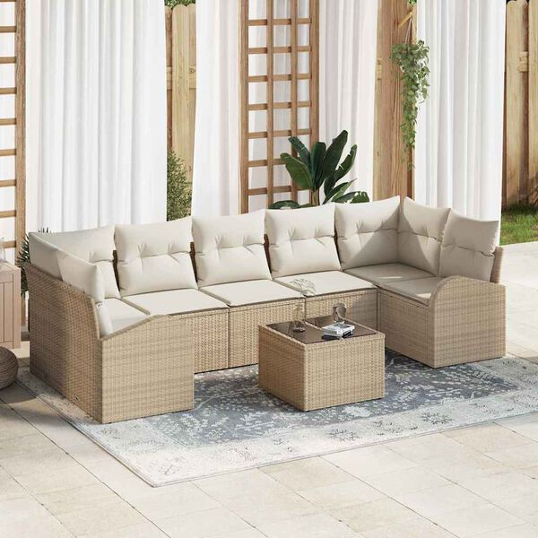 vidaXL Gartensofa-set Beige 55 x 55 x 37 cm Poly-Rattan
