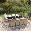 vidaXL 9-tlg. Garten-Essgruppe mit Kissen Poly Rattan Beige