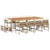 vidaXL 13-tlg. Garten-Essgruppe mit Kissen Beige Poly Rattan