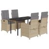 vidaXL 5-tlg. Garten-Essgruppe mit Kissen Beigemischung Poly Rattan