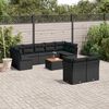 vidaXL 10-tlg. Garten-Sofagarnitur mit Kissen Schwarz Poly Rattan