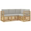 vidaXL Sofagarnituren 4 pcs Wei&szlig; und Hellgrau 185,5 x 126,5 x 73 cm