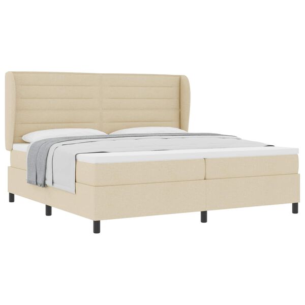 vidaXL Boxspringbett mit Matratze Creme 200 x 200 cm Stoff