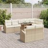 vidaXL Gartensofa-set mit Kissen mit Speicher 9 pcs Beige Poly Rattan