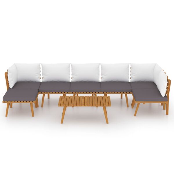 vidaXL 8-tlg. Garten-Lounge-Set mit Kissen Massivholz Akazie