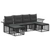 vidaXL Outdoor-Sofagarnitur 6 pcs Schwarz und Dunkelgrau Polyester