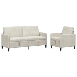 vidaXL Sofa Set mit Stauraum 2 stk. Creme Polyester