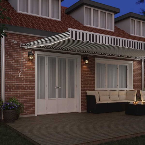 vidaXL Markise Automatisch mit LED Anthrazit & Wei&szlig; 600x300 cm