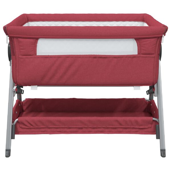 vidaXL Babybett mit Matratze Rot Leinenstoff