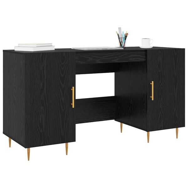 vidaXL Schreibtisch mit Regal Schwarz Eichen-Optik 140 x 50 x 75 cm