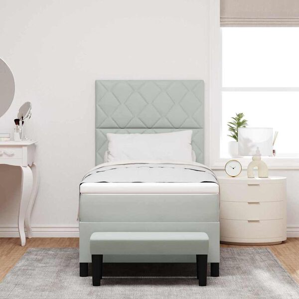 vidaXL Boxspringbett mit Matratze Hellgrau 90 x 200 cm Samt