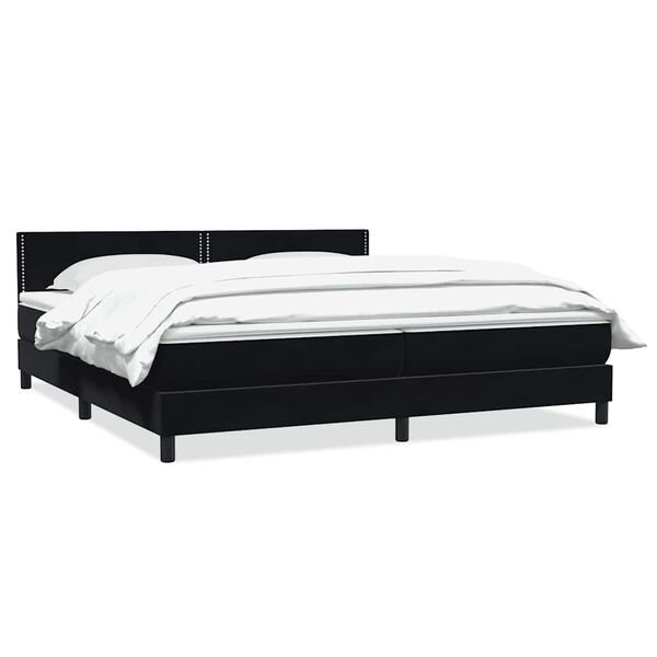 vidaXL Boxspringbett mit Matratze Schwarz 180x210 cm Samt