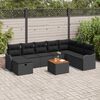vidaXL Garten-Sofa-Set mit Kissen 9 pcs Schwarz Poly Rattan
