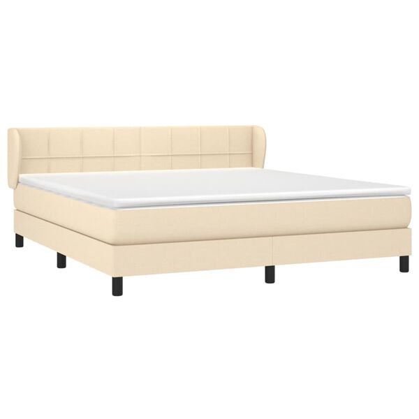 vidaXL Boxspringbett mit Matratze Creme 160x200 cm Stoff