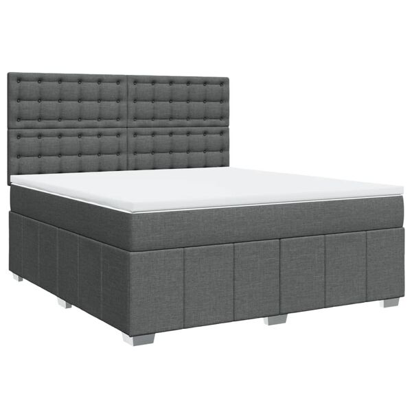 vidaXL Boxspringbett mit Matratze Dunkelgrau 180x200 cm Stoff