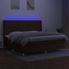 vidaXL Boxspringbett mit Matratze & LED Dunkelbraun 200x200 cm Stoff