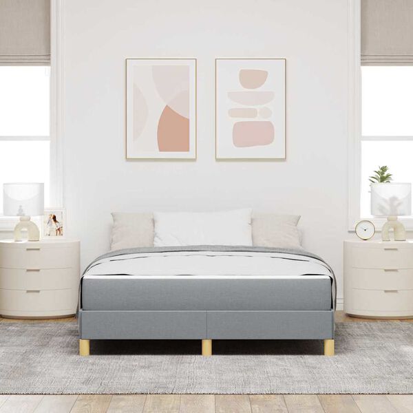 vidaXL Boxspringbett mit Matratze Hellgrau 160 x 200 cm Stoff