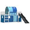 vidaXL Etagenbett mit Rutsche und Gardinen Blau 90x200 cm