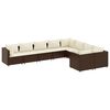 vidaXL 9-tlg. Garten-Sofagarnitur mit Kissen Braun Poly Rattan