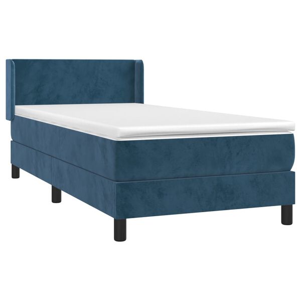 vidaXL Boxspringbett mit Matratze Dunkelblau 90x200 cm Samt