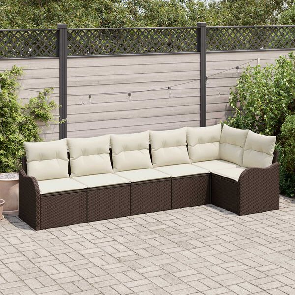 vidaXL Gartensofa-set mit Speicher 6 pcs Braun Poly-Rattan