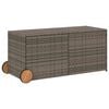 vidaXL Gartentruhe mit Rollen Grau 283L Poly Rattan