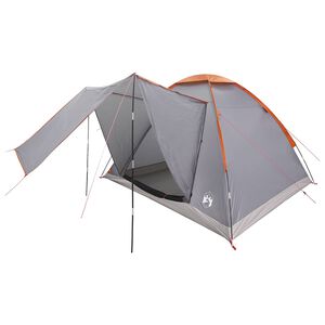 vidaXL Campingzelt 4 Personen Grau und Orange Polyester und Stahl