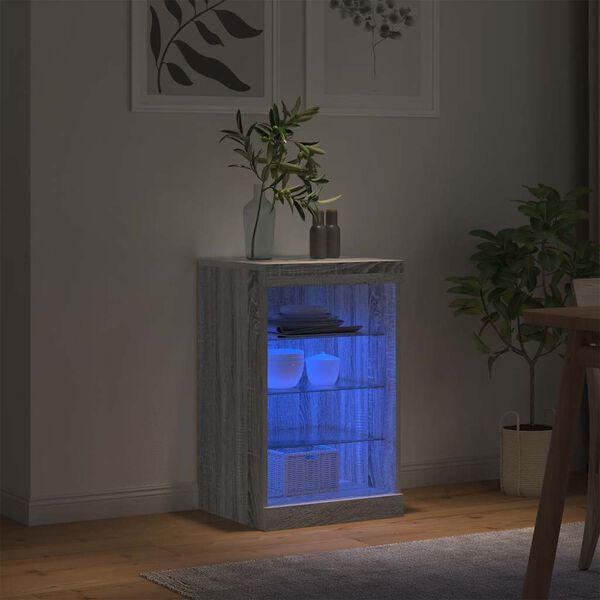 vidaXL Sideboard mit LED-Leuchten Grau Sonoma 41x37x67 cm