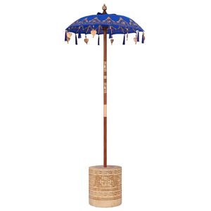 vidaXL Balinesischer Sonnenschirm mit Sockel Blau 95 x 95 x 260 cm