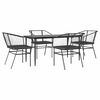 vidaXL 5-tlg. Garten-Essgruppe mit Kissen Schwarz Poly Rattan Glas