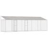 vidaXL Hundek&auml;fig mit Dach Silber 800 x 200 x 256 cm Stahl und PE