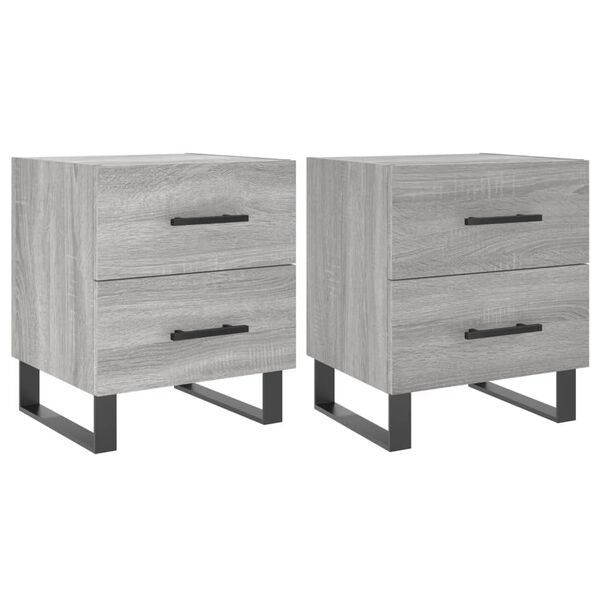 vidaXL Nachttische 2 Stk. Grau Sonoma 40x35x47,5 cm Holzwerkstoff