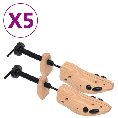 vidaXL Schuhspanner 5 Paar Größe 41-46 Kiefer Massivholz