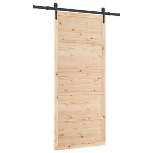 vidaXL Schiebet&uuml;r 80 x 208 cm Massives Kiefernholz Natur