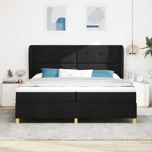 vidaXL Boxspringbett mit Matratze Dunkelgrau 90x190 cm Schwarz