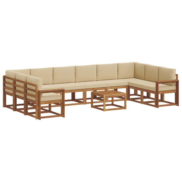vidaXL Outdoor-Sofagarnitur mit Kissen 11 pcs Natur und Beige