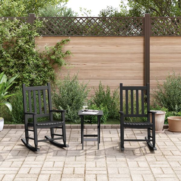 vidaXL Schaukelstuhl f&uuml;r Kinder 2 Stk. Schwarz Massivholz Pappel