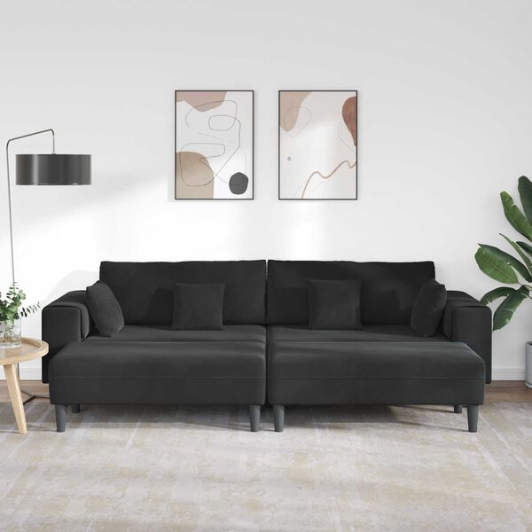 vidaXL Sofa 3 pcs Schwarz 250 x 188 x 76 cm Samt