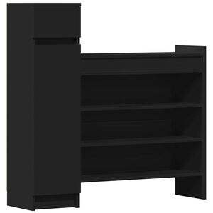 vidaXL Schuhschrank Schwarz 100,5x28x100 cm Holzwerkstoff