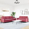 vidaXL 2-tlg. Sofagarnitur mit Kissen Weinrot Samt