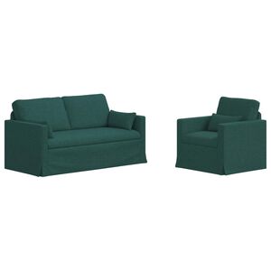 vidaXL Sofa 2 pcs Dunkelgr&uuml;n