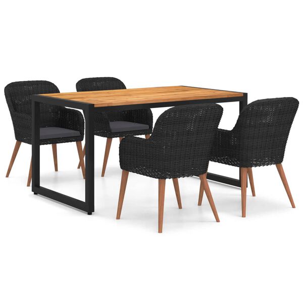 vidaXL 5-tlg. Garten-Essgruppe Schwarz