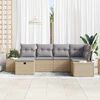 vidaXL Gartensofa-set mit Kissen 6 pcs Beige Poly-Rattan