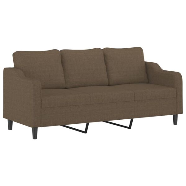 vidaXL 3-Sitzer-Sofa mit Kissen Braun 180 cm Stoff