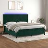 vidaXL Boxspringbett mit Matratze & LED Dunkelgr&uuml;n 200x200 cm Samt